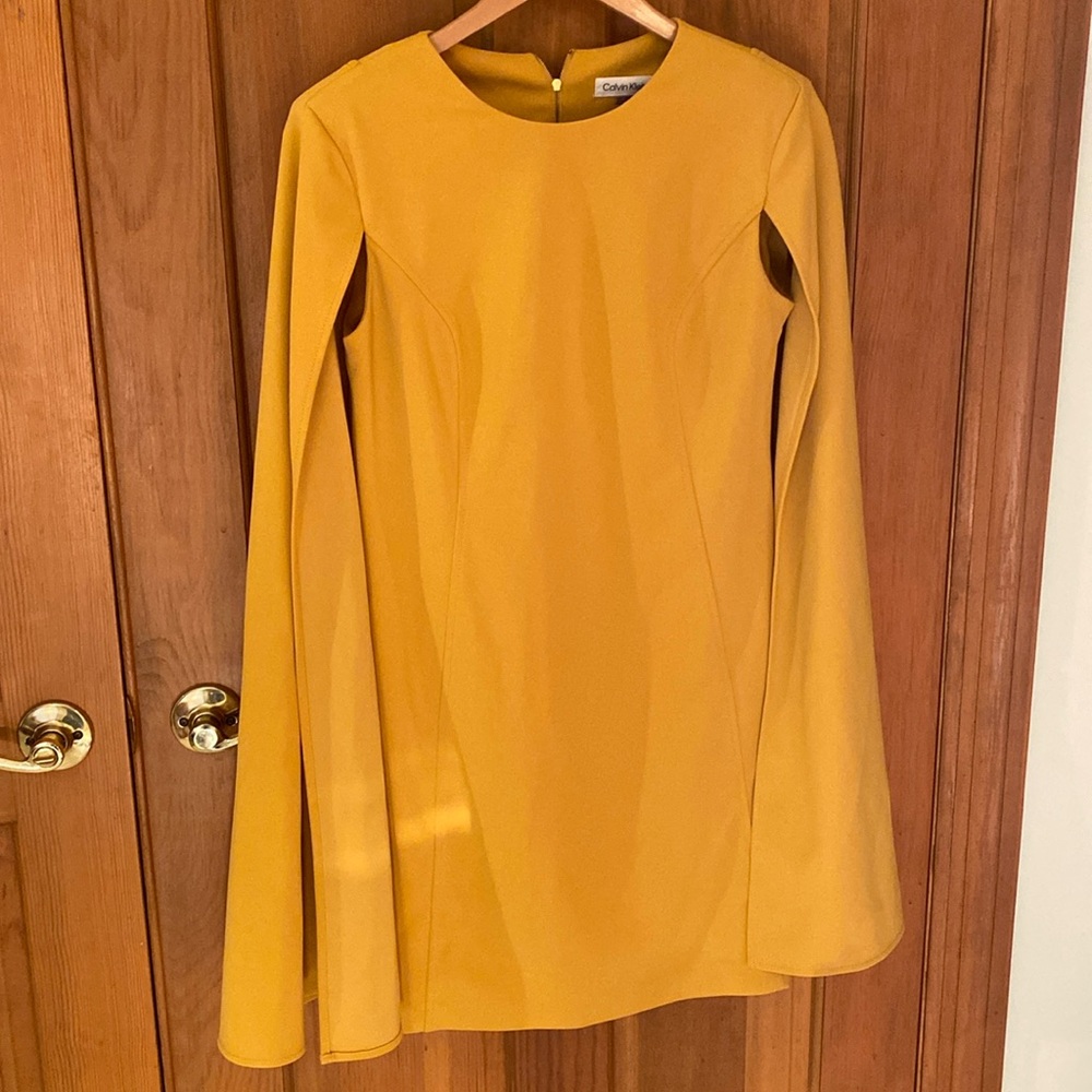 Calvin Klein Capelet Dress Mustard Size 6